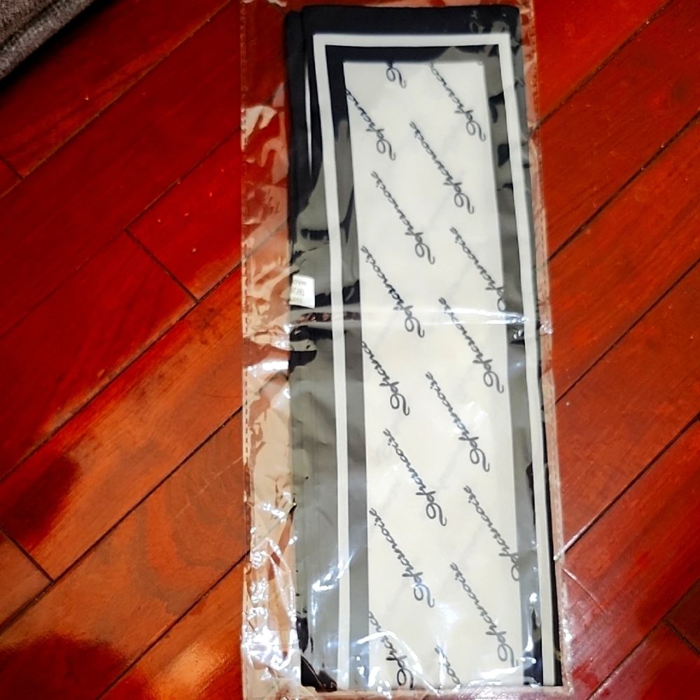 Script Silk Like Black & Ivory Neck Scarf